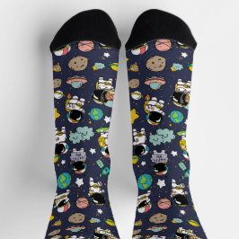 Astronaut Outer Space Cartoon Socken