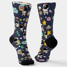 Astronaut Outer Space Cartoon Socken