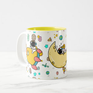 Astronaut Outer Space Cartoon Zweifarbige Tasse