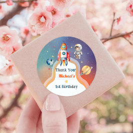 Astronaut Outer Space Geburtstag Vielen Dank Runder Aufkleber