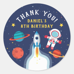 Astronaut Outer Space Geburtstag Vielen Dank Runder Aufkleber