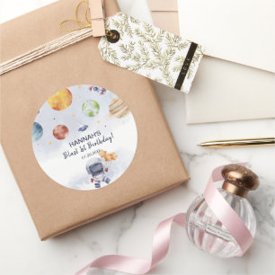 Astronaut Outer Space Junge 1. Geburtstag Party Runder Aufkleber