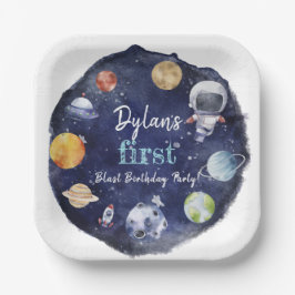 Astronaut Outer Space Junge 1. Geburtstag Vorzugst Pappteller
