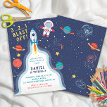 Astronaut Outer Space Rocket Ship Planet Geburtsta Einladung<br><div class="desc">Weltraumraketenschiff Planet zum Geburtstag der Einladung des Astronauten</div>