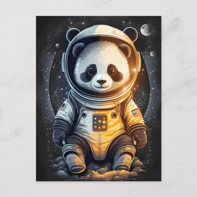 Astronaut Panda Bären Illustration Postkarte (Vorderseite)
