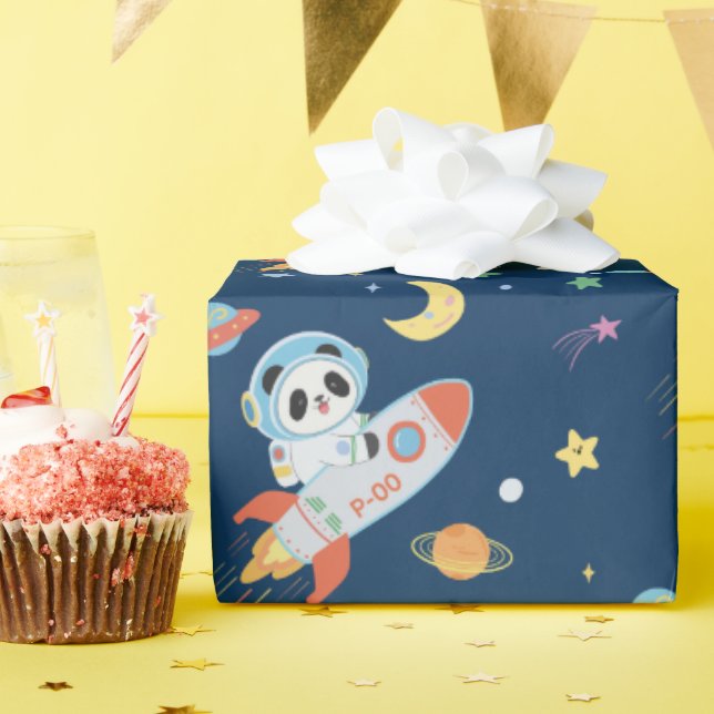 Astronaut Panda Geschenkpapier (Geburtstagsparty)
