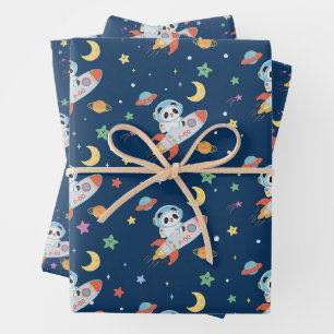 Astronaut Panda Geschenkpapier Set