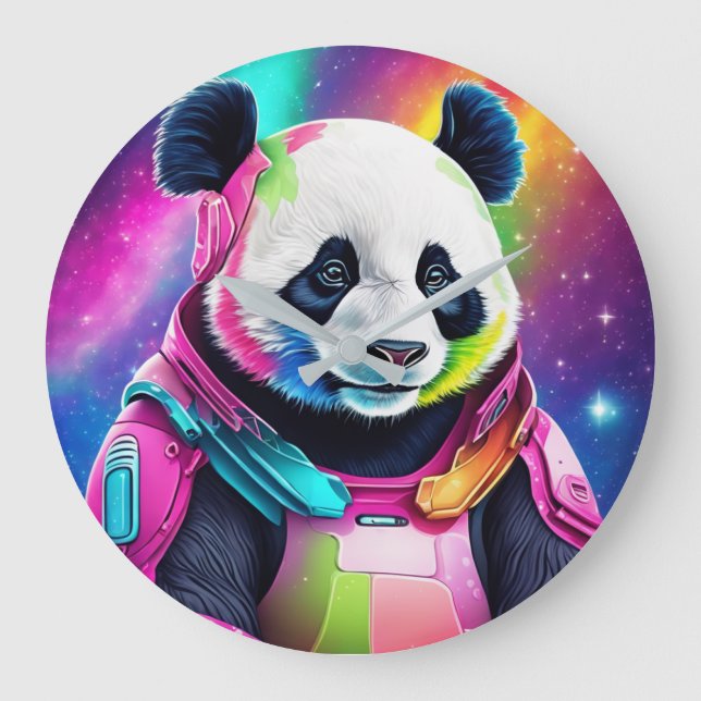 Astronaut Panda Große Wanduhr (Vorderseite)