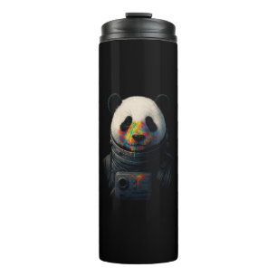 Astronaut Panda mit Neonfarbspritzer  Thermosbecher