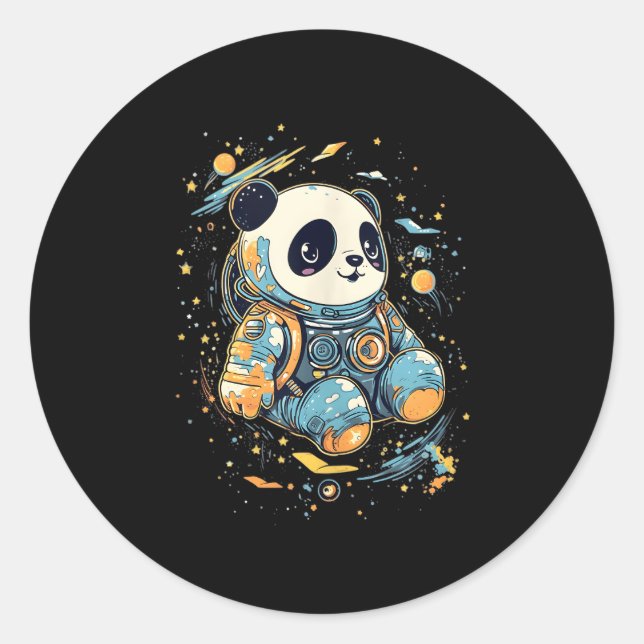 Astronaut Panda Outer Space Panda Bear Kawaii Runder Aufkleber (Vorderseite)