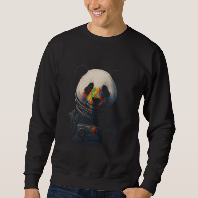Astronaut Panda with Neon Paint Splash  Sweatshirt (Vorderseite)