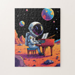 Astronaut Piano Moon Cartoon Space