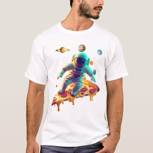 Astronaut Pizza Tshirt - Space Lover Graphic Tee (Devant)