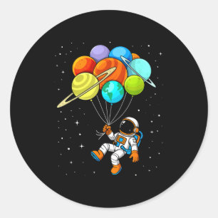 Astronaut Planet Ballons Sonnensystem Weltraum Kin Runder Aufkleber