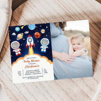 Astronaut Planet Rakete WeltraumBaby-Dusche Einladung