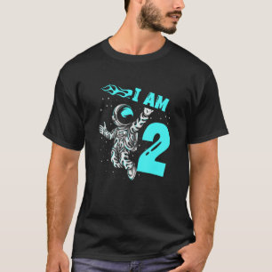 Astronaut Planet Raumschiff Happy 2. Geburtstag T-Shirt