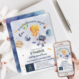 Astronaut Planet Space Party Kindergeburtstag Einladung