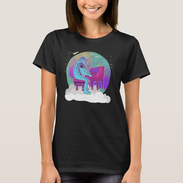 Astronaut Playing Piano On A Cloud In Outer Space  T-Shirt (Vorderseite)