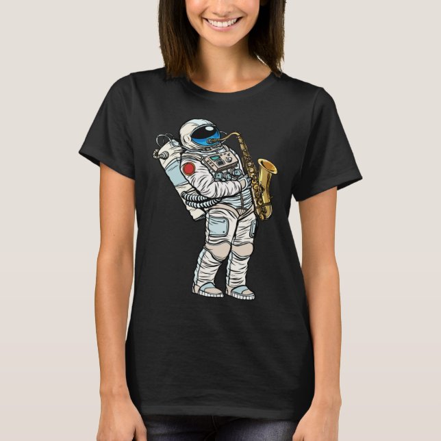 Astronaut plays saxophone in space T-Shirt (Vorderseite)