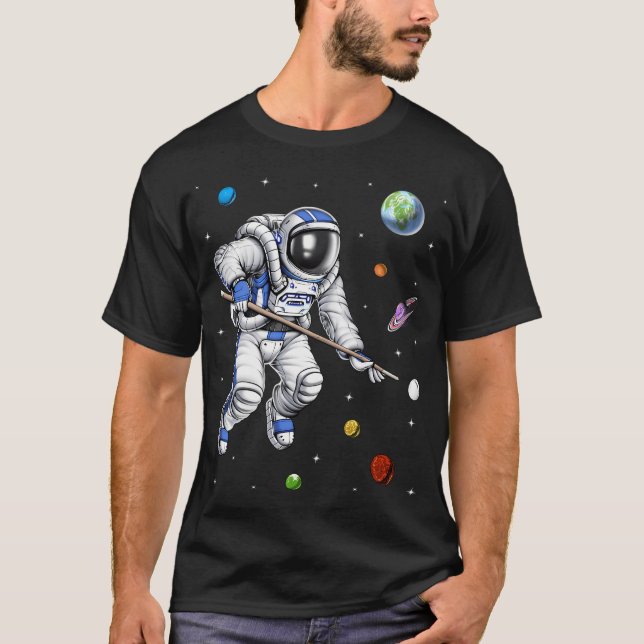 Astronaut Pool Spieler T-Shirt (Vorderseite)