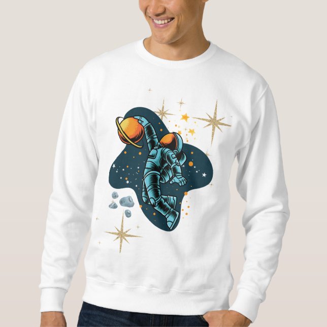 Astronaut Premium Ästhetik mit Sternen Männer Sweatshirt (Vorderseite)