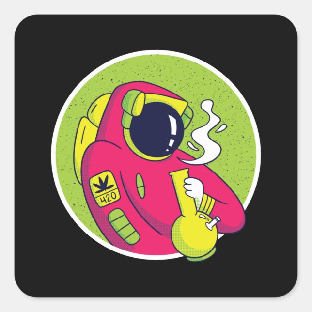 Astronaut Quadratischer Aufkleber (Vorderseite)