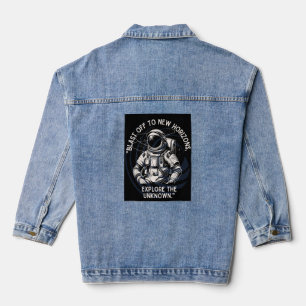 ASTRONAUT QUOTE , SCHLIESSEND BIS NEUES HORIZONT JEANSJACKE
