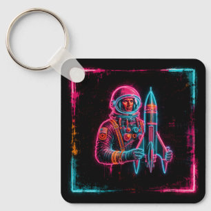Astronaut Raketenmann Kunst Schlüsselanhänger