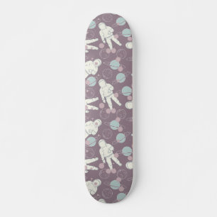 Astronaut Raum Planeten Lila Blau Muster Skateboard