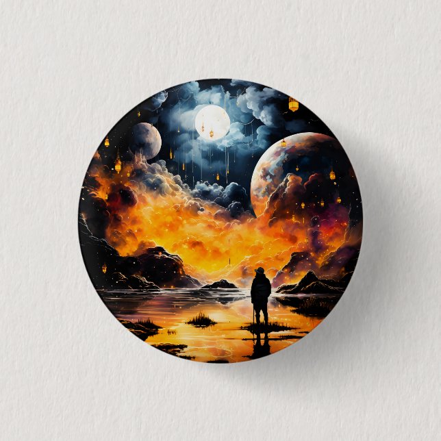 Astronaut Reisen Kosmischer Horizont Reise Button (Vorderseite)