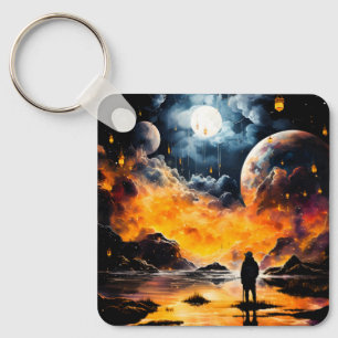 Astronaut Reisen Kosmischer Horizont Reise Schlüsselanhänger