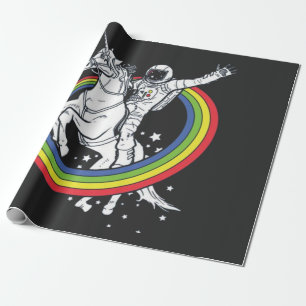 Astronaut reitet auf Einhorn  Geschenkpapier