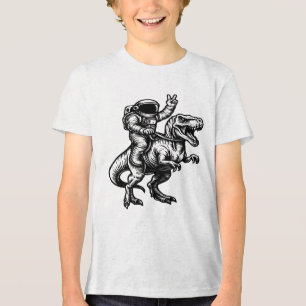 Astronaut reitet auf T Rex  Tri-Blend Shirt