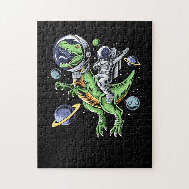 Astronaut Riding T-Rex Dinosaur Astro T-Rex Space (Vertikal)