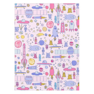 Astronaut Roboter Alien Rakete UFO Sci-Fi Raumschi Tischdecke