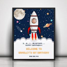 Astronaut Rocket Outer Space 1. Geburtstag Foto Poster