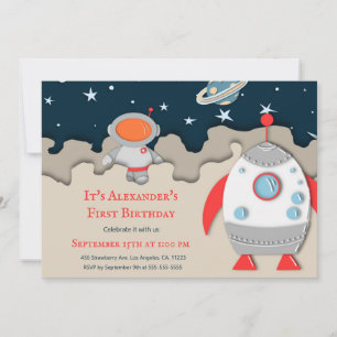 Astronaut Rocket Space 1. Geburtstag Einladung