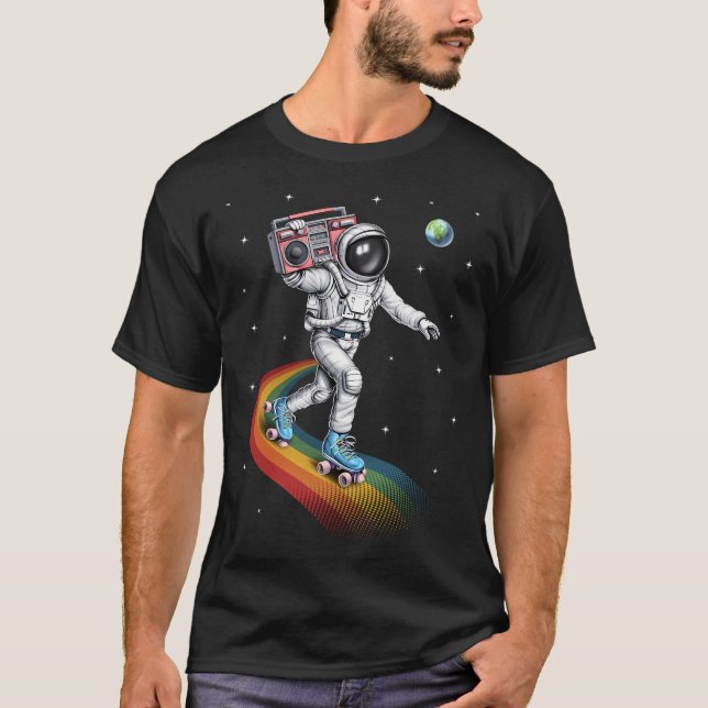 Astronaut Rollschuhfahren T-Shirt (Vorderseite)