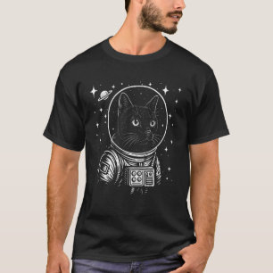 Astronaut Schwarze Katze Weltraum Galaxie Katzenli T-Shirt