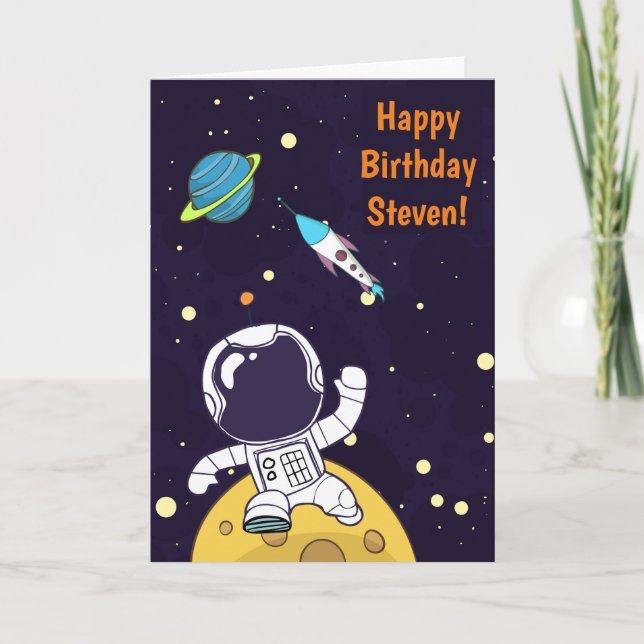 Astronaut schweben im Weltraum zum Geburtstag Karte (Vorderseite)