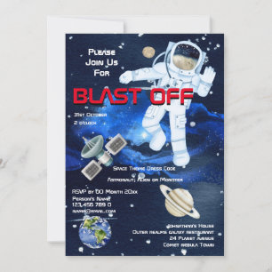 Astronaut schwebt zwischen Planeten AGE Jungen Wel Einladung
