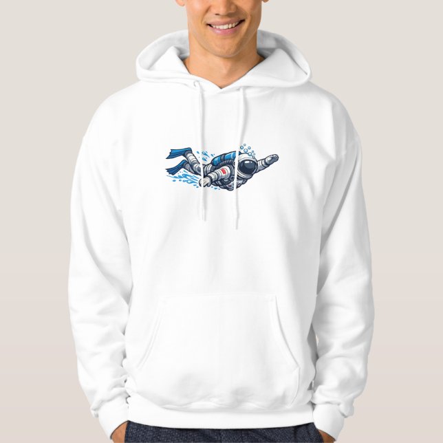 Astronaut Schwimmen Hoodie (Vorderseite)