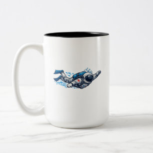 Astronaut Schwimmen Zweifarbige Tasse