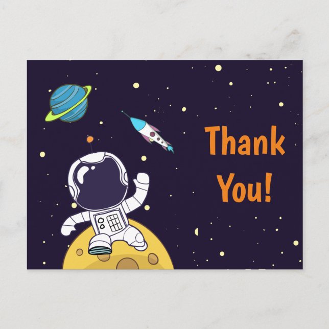 Astronaut schwimmt im Weltraum Postkarte (Vorderseite)