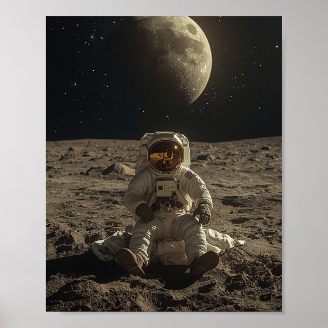 Astronaut Sitting on the Moon Poster (Vorne)