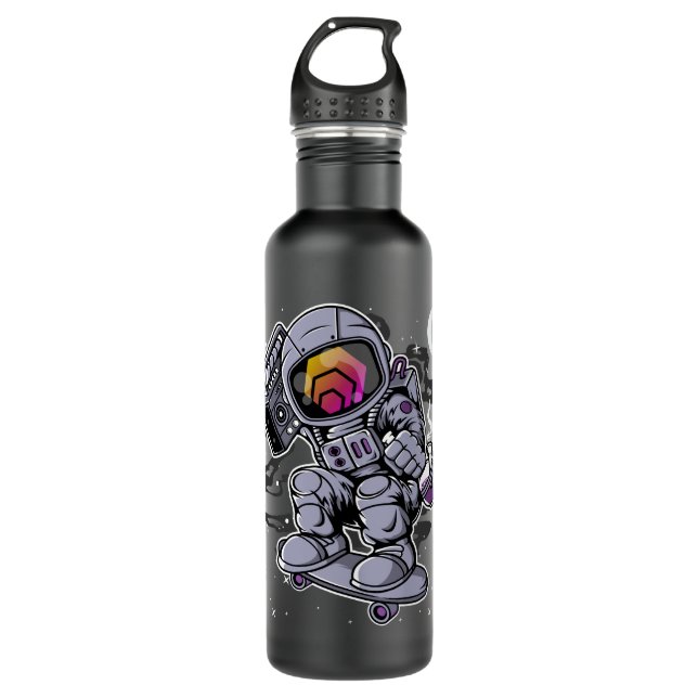 Astronaut Skate HEX Krypto Coin HODL Token Edelstahlflasche (Vorderseite)