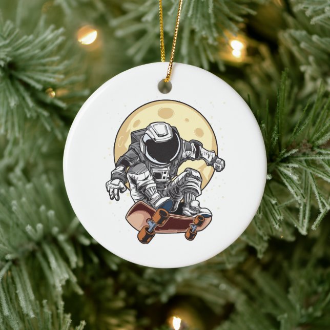 Astronaut-Skate Keramik Ornament (Baum)