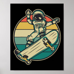 Astronaut Skateboarding Skateboard Poster