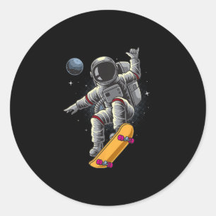 Astronaut Skateboarding Welt Planeten Mond Astrona Runder Aufkleber