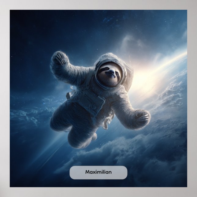 Astronaut Sloth Space Surreal Animal Personalized  Poster (Vorne)